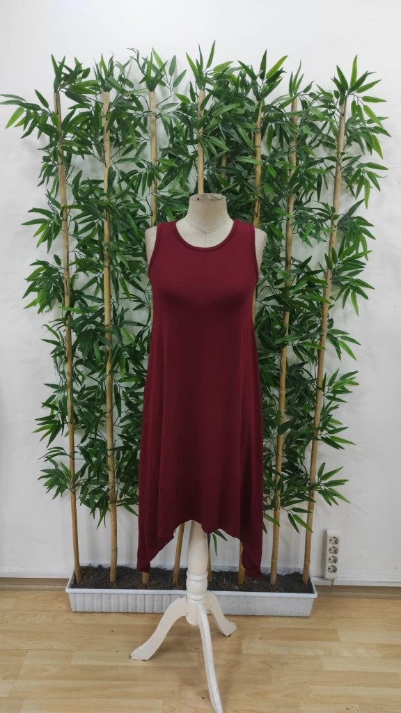 Rochie de damă din viscoză, cu guler rotund și bretele, cu detalii asimetrice, 24793