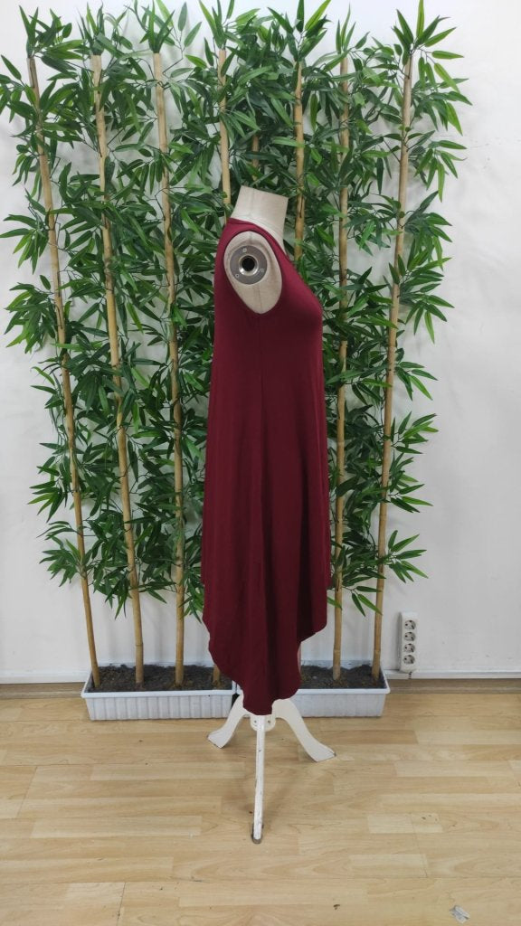 Rochie de damă din viscoză, cu guler rotund și bretele, cu detalii asimetrice, 24793