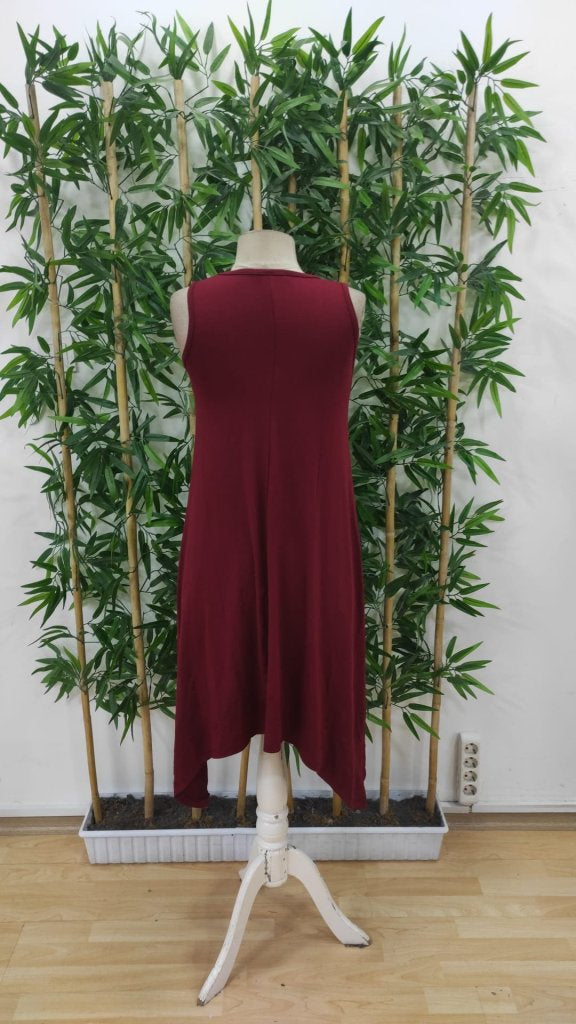 Rochie de damă din viscoză, cu guler rotund și bretele, cu detalii asimetrice, 24793