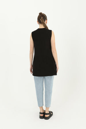 Kadın Kolsuz Tül Detaylı İçlik Tunik - 10270TUN