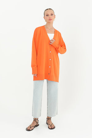 Kadın Çiçek Kabartmalı Basic Tunik  - 10482TUN - ORANGE