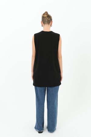 Kadın Sıfır Kol Taşlı Tunik -24S-10525TUN