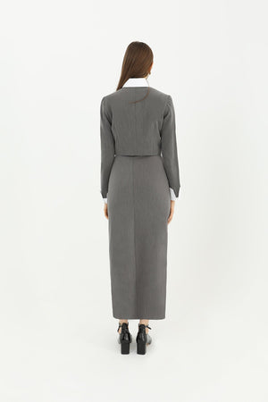 Kadın Önü Yırtmaçlı Kumaş Etek  - 31607ETK