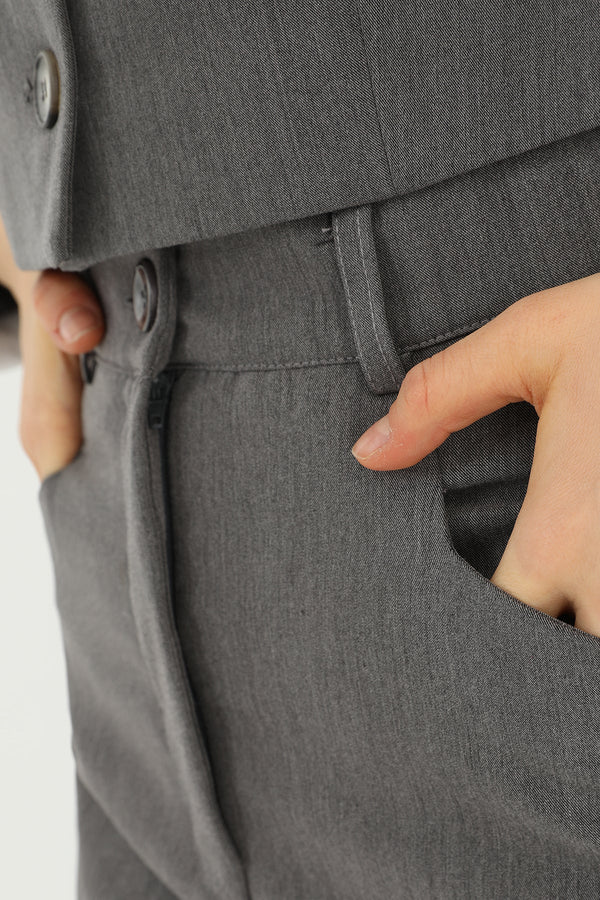 Kadın Önü Yırtmaçlı Kumaş Etek  - 31607ETK