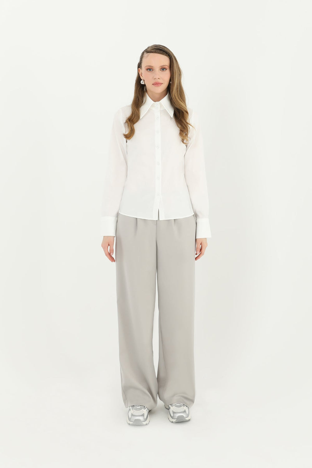 Kadın Kısa Gömlek - 24S-31611GML - ECRU