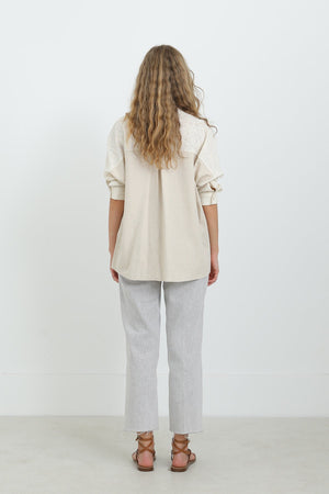 Kadın Keten Uzun Kollu Gömlek -24S-31885GML