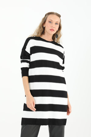 Kadın Çizgili Uzun Kollu Tunik  - 10549TUN