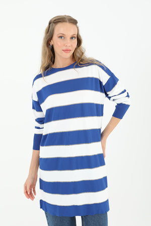 Kadın Çizgili Uzun Kollu Tunik  - 10549TUN