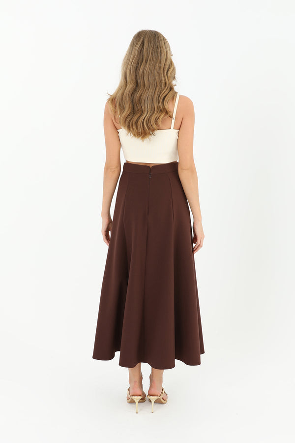 Kadın Fermuarlı Kloş Etek  - 18201ETK