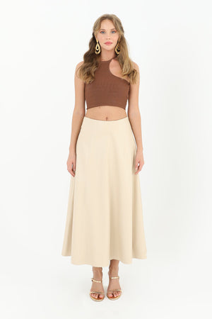 Kadın Parçalı Kloş Etek  - 18202ETK - BEIGE