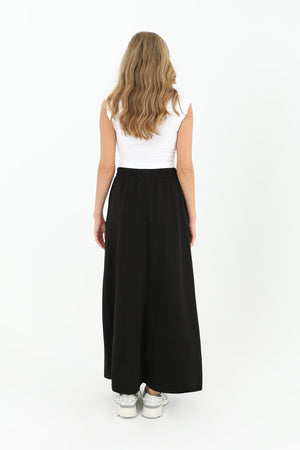 Kadın Beli Lastikli Uzun Etek  - 18207ETK