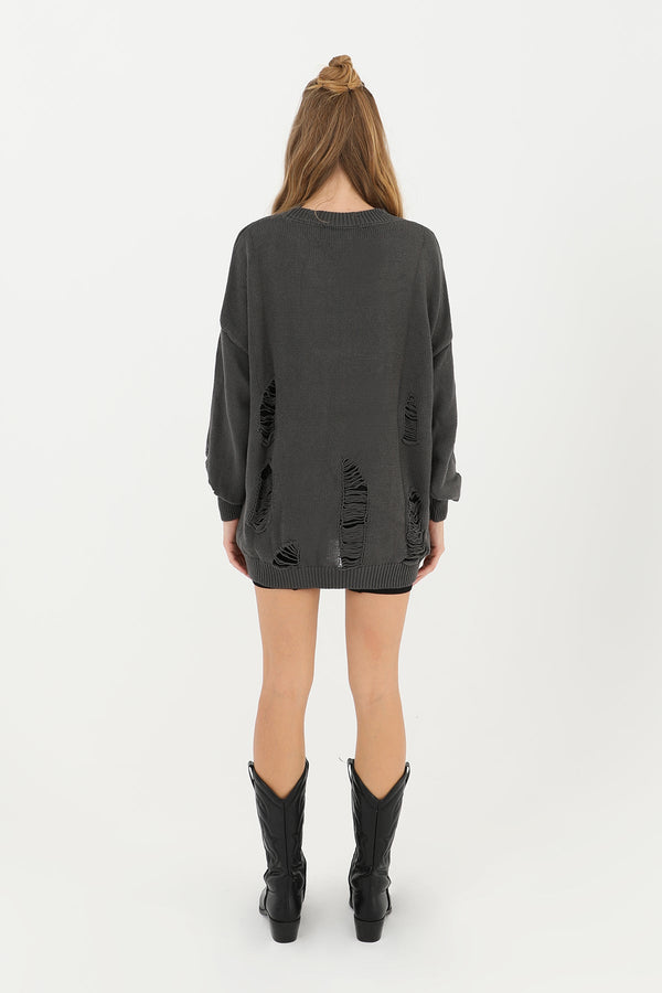 Kadın Yırtıklı Triko Tunik  - 32034TUN