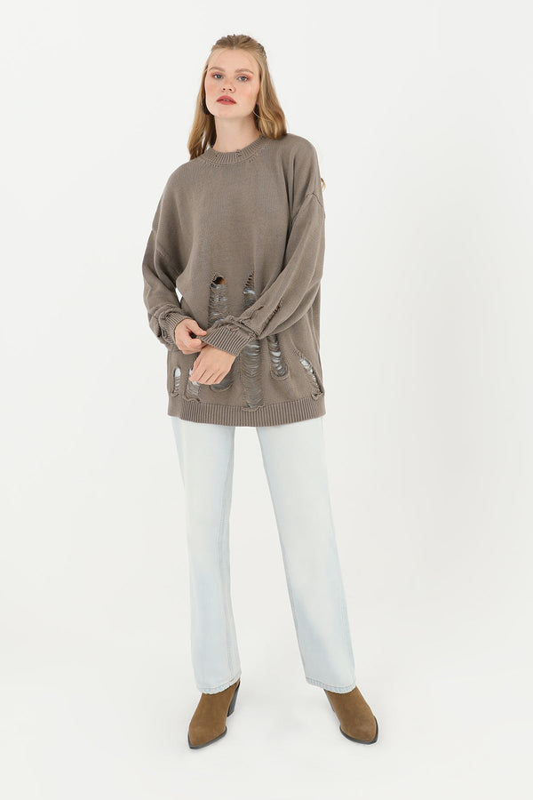 Kadın Yırtıklı Triko Tunik  - 32034TUN