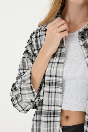 Kadın Ekose Gömlek  - 32083GML