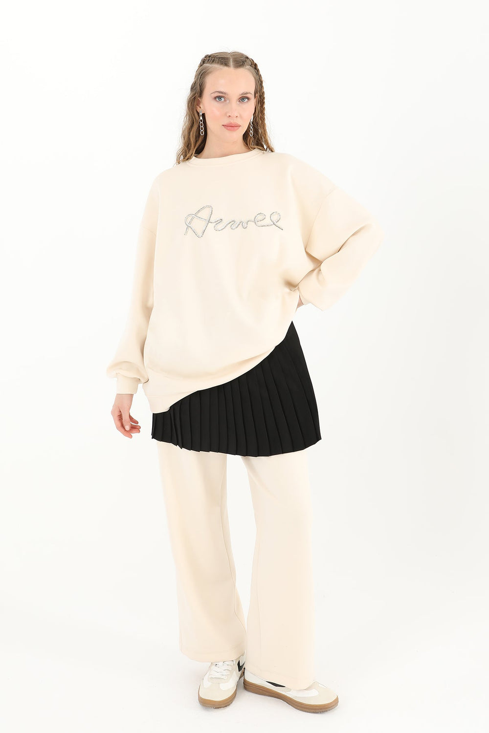 Kadın Pileli İçlik -40002ETK - BLACK