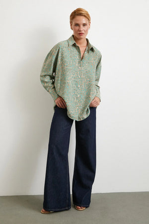 Leopar Desen Javanez Gömlek - Fuşya