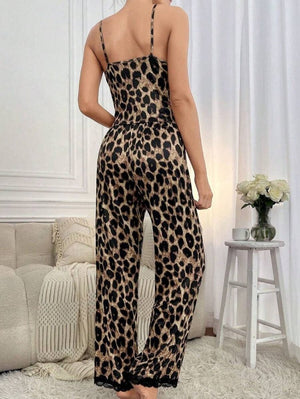 Bluză cu bretele și guler din dantelă pentru femei, set de pijama Sandy, format din două piese, 34326