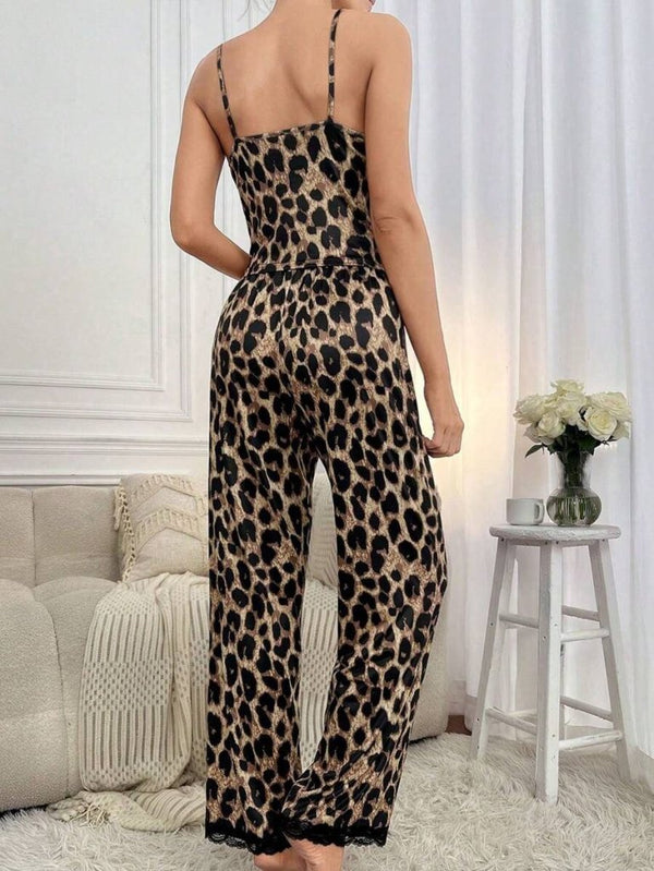 Bluză cu bretele și guler din dantelă pentru femei, set de pijama Sandy, format din două piese, 34326