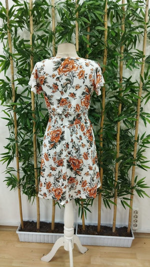 Rochie Supreme pentru femei, cu mânecă scurtă, decolteu înfășurat, cu curea, model floral, 25299