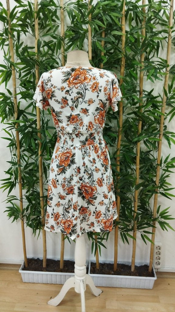 Rochie Supreme pentru femei, cu mânecă scurtă, decolteu înfășurat, cu curea, model floral, 25299