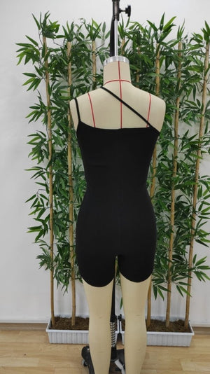Salopetă mini bodycon asimetrică cu bretele pentru femei, 27657