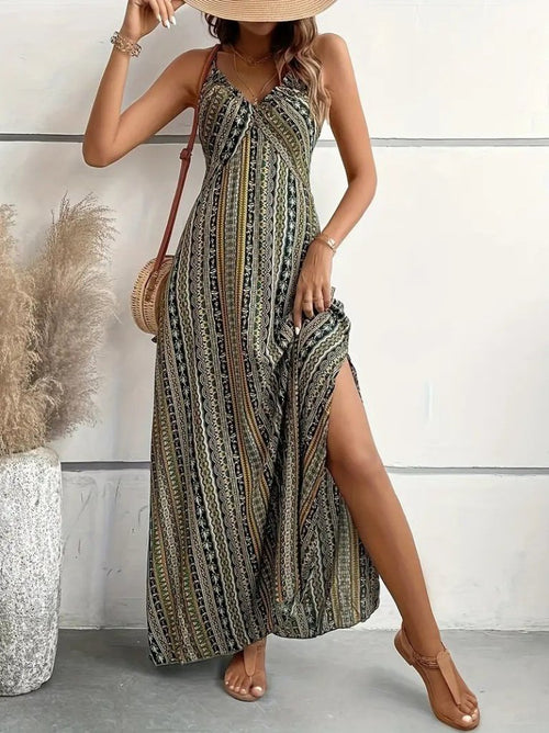 Rochie Supreme pentru femei, cu bretele la spate, cu detaliu încrucișat și crăpături, model 26434