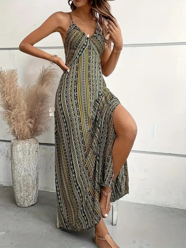 Rochie Supreme pentru femei, cu bretele la spate, cu detaliu încrucișat și crăpături, model 26434