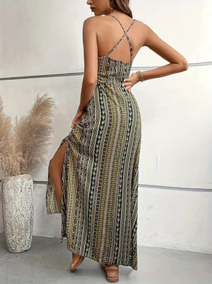 Rochie Supreme pentru femei, cu bretele la spate, cu detaliu încrucișat și crăpături, model 26434