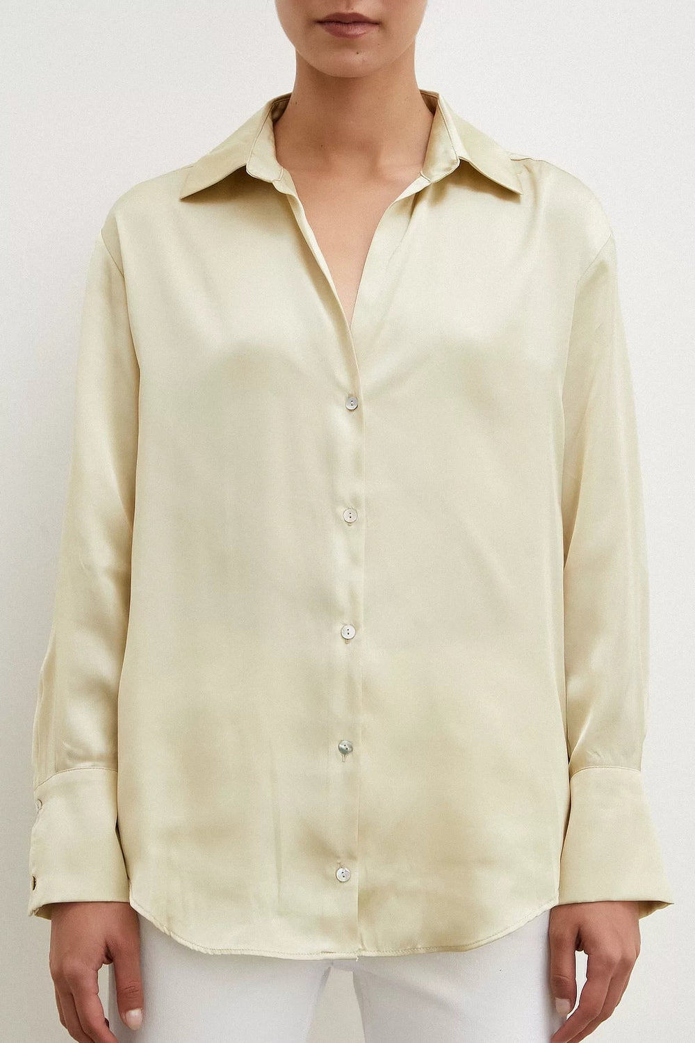 Basic Saten Gömlek - Koyu Ekru - Koyu Ekru - L