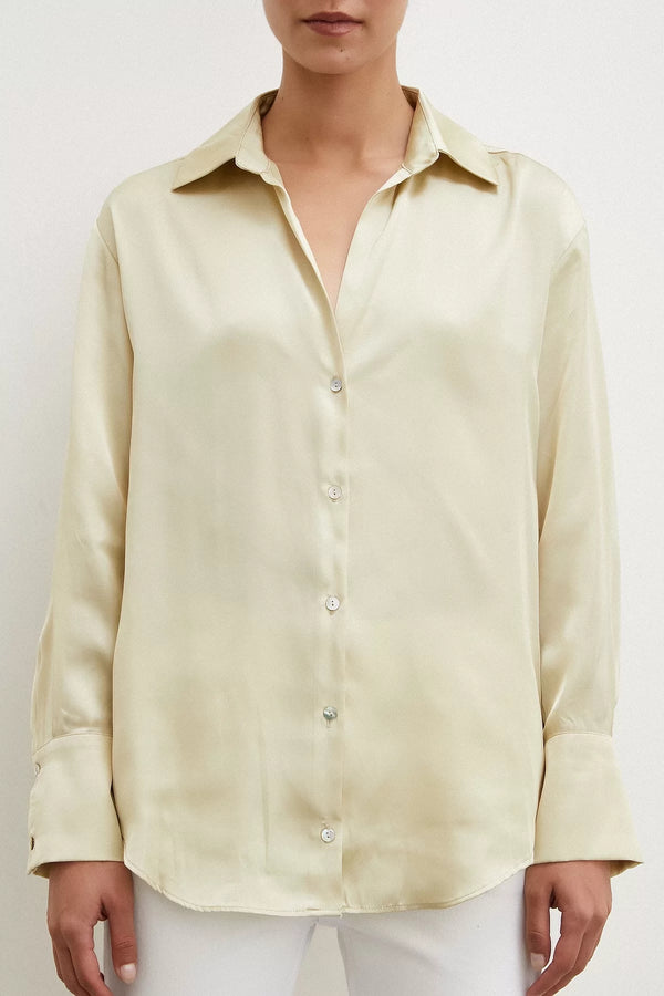 Basic Saten Gömlek - Koyu Ekru