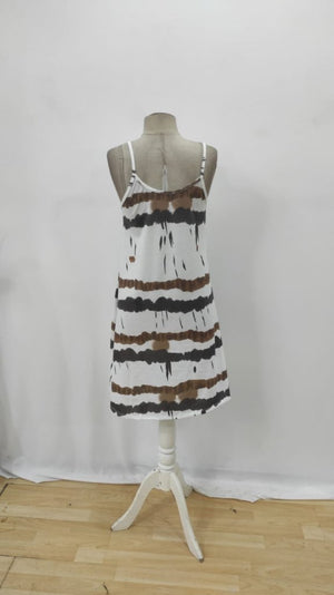 Rochie Supreme multicoloră cu bretele și decolteu în V pentru femei, 25876