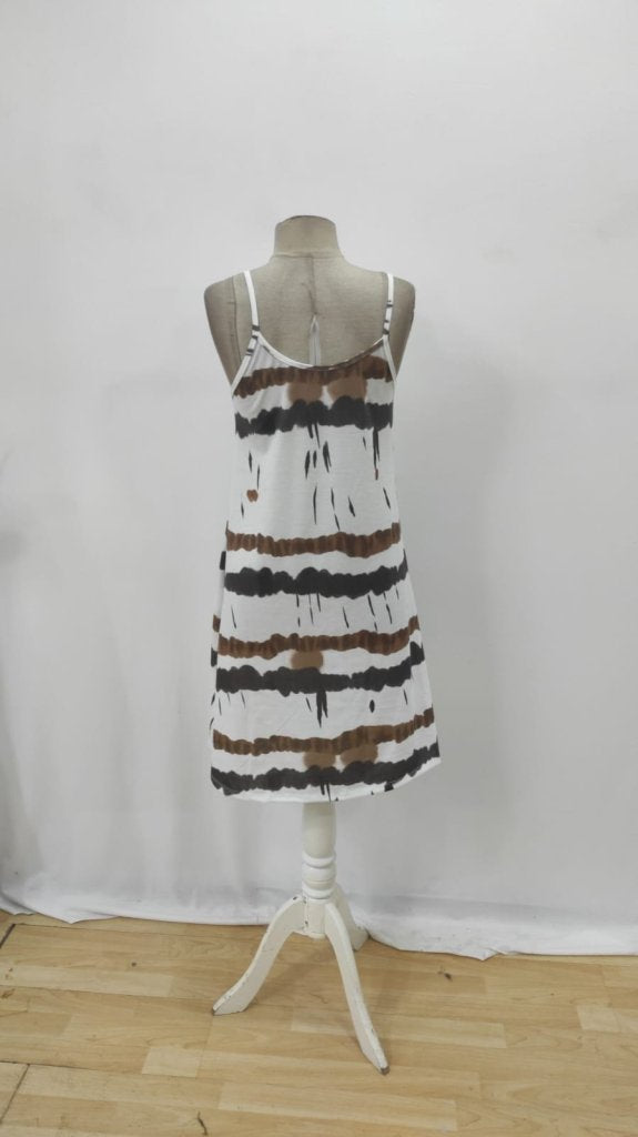 Rochie Supreme multicoloră cu bretele și decolteu în V pentru femei, 25876