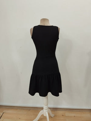 Rochie de damă din crep strălucitor, cu guler înfășurat și volane, 27107