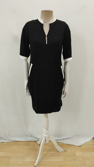 Rochie de damă din viscoză cu mânecă scurtă, fermoar, buzunare și crăpături laterale, 27160