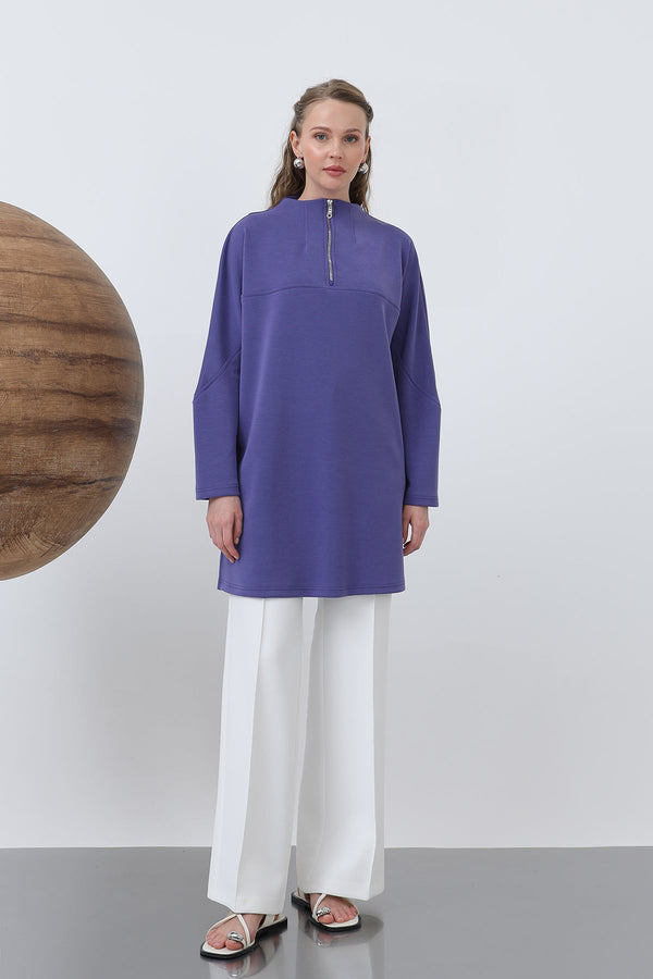 Kadın Önü Fermuar Detaylı Tunik - 10611TUN - PURPLE