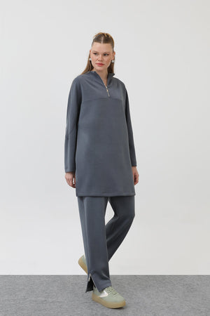 Kadın Önü Fermuar Detaylı Tunik - 10611TUN - ANTRACITE
