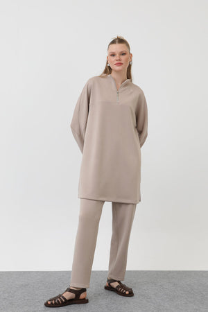Kadın Önü Fermuar Detaylı Tunik - 10611TUN - BEIGE