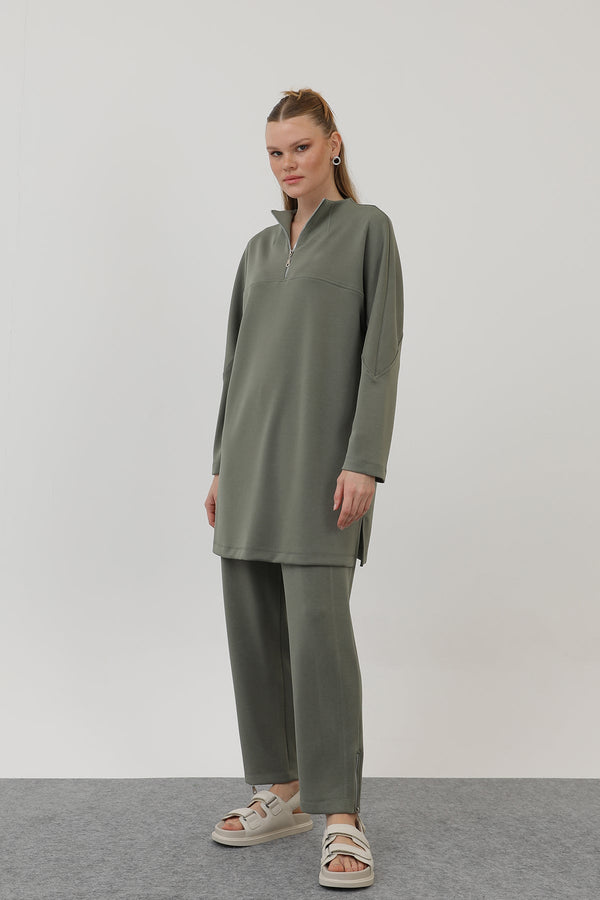 Kadın Önü Fermuar Detaylı Tunik - 10611TUN - KHAKI