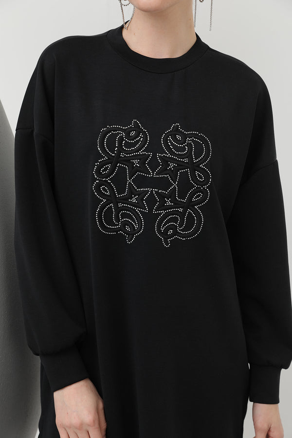 Kadın Önü Yapıştırma Taş Detaylı Tunik - 10612TUN