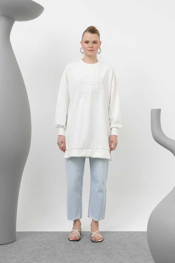 Kadın Önü Yapıştırma Taş Detaylı Tunik - 10612TUN