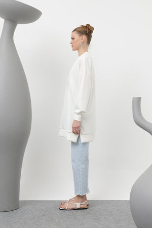 Kadın Önü Yapıştırma Taş Detaylı Tunik - 10612TUN