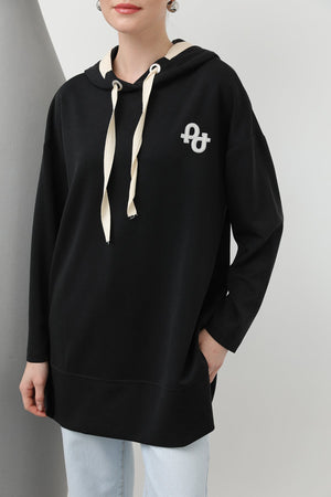 Kadın Nakış Detaylı Balıksırtı Kapişonlu Tunik - 25S-10615TUN