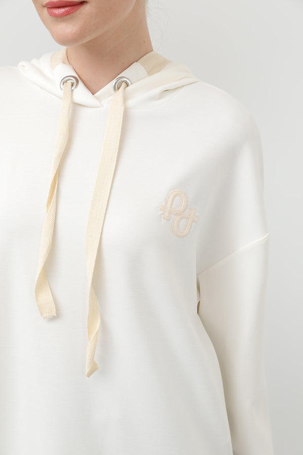 Kadın Nakış Detaylı Balıksırtı Kapişonlu Tunik - 25S-10615TUN