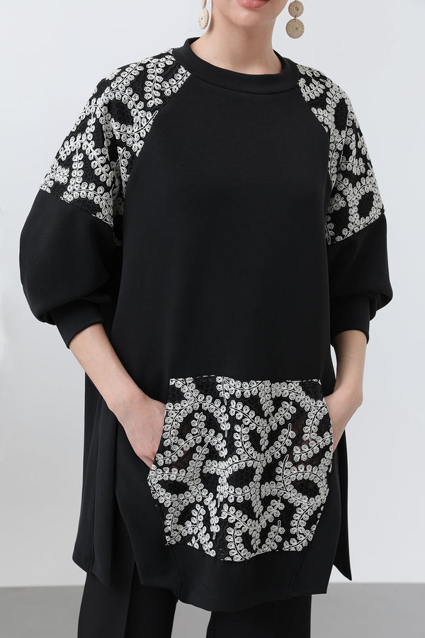 Kadın Kargo Cepli Omuzları Ve Cebi Garnili Tunik - 10624TNK