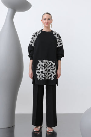 Kadın Kargo Cepli Omuzları Ve Cebi Garnili Tunik - 10624TNK