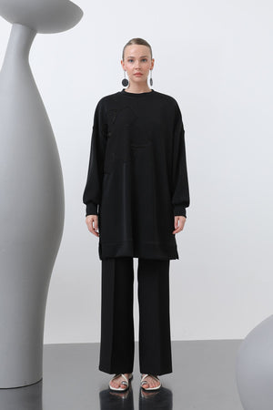 Kadın Önü İşlemeli Garni Detaylı Tunik - 10627TNK