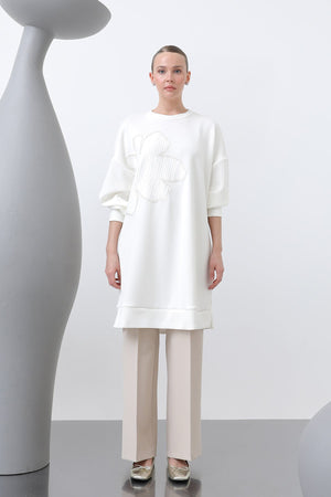 Kadın Önü İşlemeli Garni Detaylı Tunik - 10627TNK