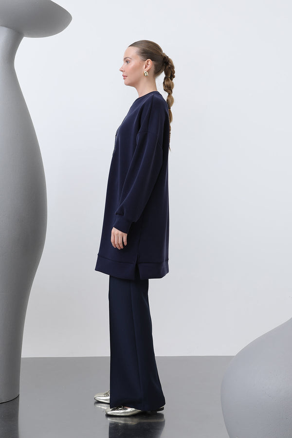 Kadın Önü İşlemeli Garni Detaylı Tunik - 10627TNK