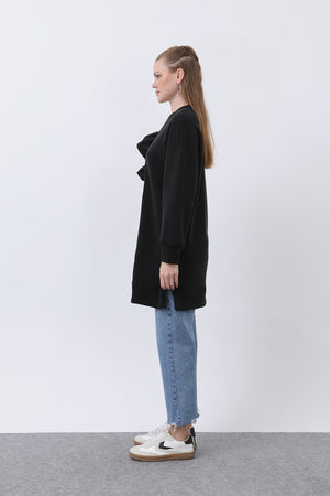 Kadın Omzu Fırfır Detaylı Dantel Garnili Tunik - 10628TNK