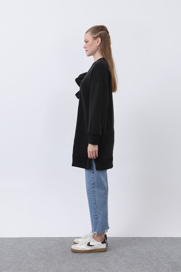 Kadın Omzu Fırfır Detaylı Dantel Garnili Tunik - 10628TNK